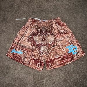 Inaka Mesh Shorts, Orange and Blue Bandana Print, Size S